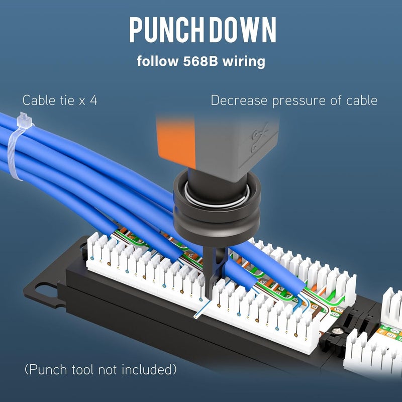iwillink 24 Port Patch Panel, 10Gbps Cat6 Patch Panel, RJ45 Keystone Network Panel for Rackmount or Wall Mount, Ideal for Gigabit Ethernet Connections - Image 4